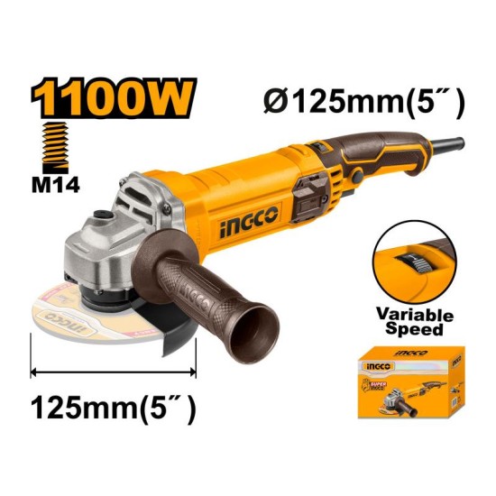 INGCO Sarokcsiszoló 125 mm M14 1100 W max 12000rpm