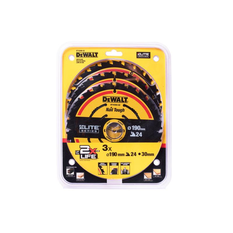 DEWALT EXTREME Fűrésztárcsa fához 190 x 30 x 1,65 mm / 24T (3 db)