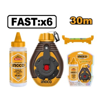 INGCO Festőzsinór készlet 2 részes 30 m (műanyag házas zsinór + kék festék)