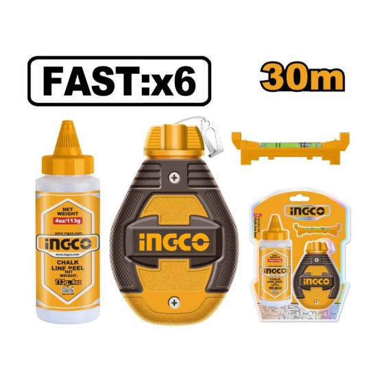 INGCO Festőzsinór készlet 2 részes 30 m (műanyag házas zsinór + kék festék) INGCO Festőzsinór készlet 2 részes 30 m (műanyag házas zsinór + kék festék)