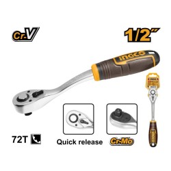 INGCO Racsnis hajtószár 1/2'' 255 mm 72T hajlított CrV INGCO Racsnis hajtószár 1/2'' 255 mm 72T hajlított CrV