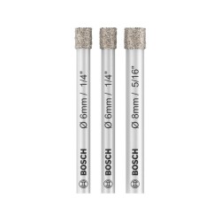 BOSCH PRO Száraz gyémántfúró készlet 3 részes (6 / 6 / 8 x 66 mm) hengeres befogással BOSCH PRO Száraz gyémántfúró készlet 3 részes (6 / 6 / 8 x 66 mm) hengeres befogással