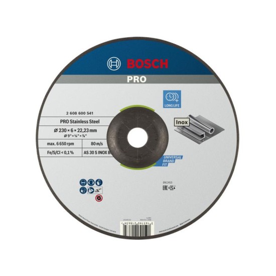 BOSCH PRO Tisztítókorong rozsdamentes acélhoz 230 x 6,0 x 22,2 mm AS 30 S INOX BF (oSa)