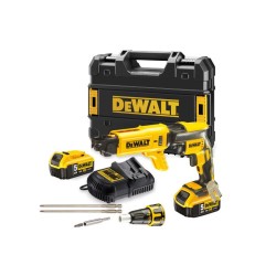 DEWALT Akkus gipszkarton csavarbehajtó + tár 18 V szénkefe nélküli (2 x 5,0 Ah+töltő+TSTAK) DCF62