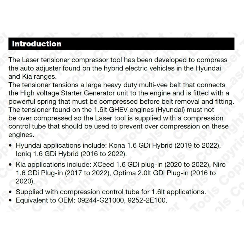 Szíjfeszítő összenyomó célszerszám Hyundai és Kia 1.6-2.0 GDI  Hibrid