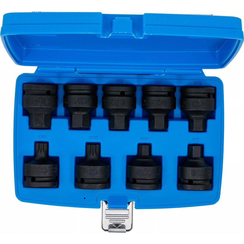 Légkulcs imbuszfej készlet 3/4'' 14-24 mm + XZN M16-M18 - 9 db-os - BGS