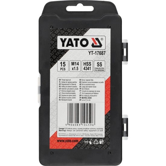 YATO YT‑17687 menetjavító készlet – M14×1,5 mm, 15 db YATO YT‑17687 menetjavító készlet – M14×1,5 mm, 15 db