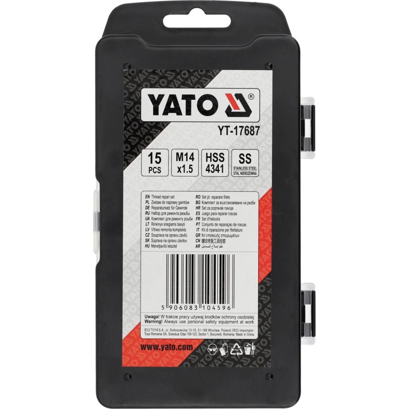 YATO YT‑17687 menetjavító készlet – M14×1,5 mm, 15 db