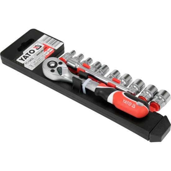 Dugókulcs - crowafej készlet 1/4'' 6 lap normál 12 db-os  4-13 mm