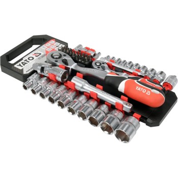 Dugókulcs készlet 1/4'' - 1/2'' 4-24 mm 51 db-os 6 lapú YATO Dugókulcs készlet 1/4'' - 1/2'' 4-24 mm 51 db-os 6 lapú YATO