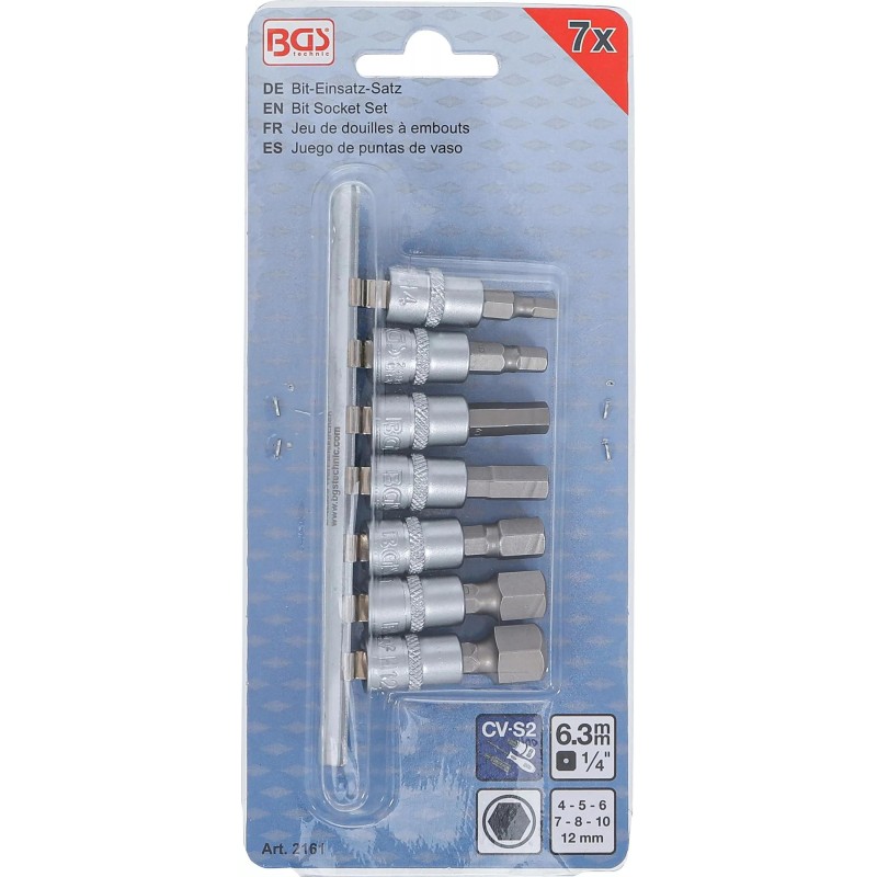 Rátűzőkulcs - crowa+bit 1/4'' imbusz készlet 7 db-os, 4 - 12 mm