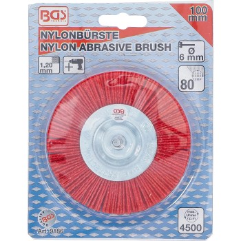 Csapos csiszoló 100 mm - Nylon műanyag piros kefe - BGS