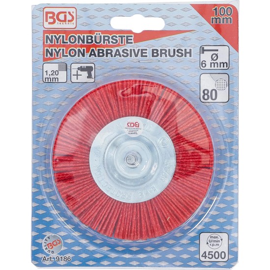 Csapos csiszoló 100 mm - Nylon műanyag piros kefe - BGS
