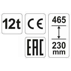 YATO YT-17005 hidraulikus palackemelő 12 t, 230–465 mm emelési magasság YATO YT-17005 hidraulikus palackemelő 12 t, 230–465 mm emelési magasság