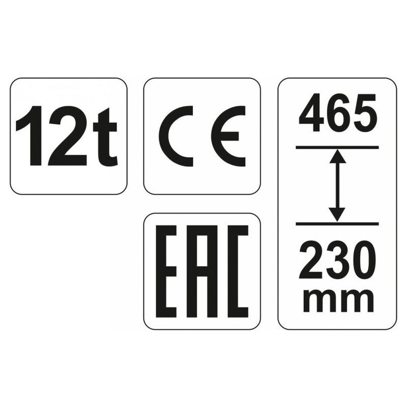YATO YT-17005 hidraulikus palackemelő 12 t, 230–465 mm emelési magasság YATO YT-17005 hidraulikus palackemelő 12 t, 230–465 mm emelési magasság