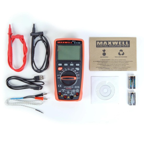 Multiméter, digitális DC 1000V / AC 750V 5 in1 USB-s - Maxwell