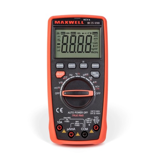 Multiméter, digitális DC 1000V / AC 750V 5 in1 USB-s - Maxwell
