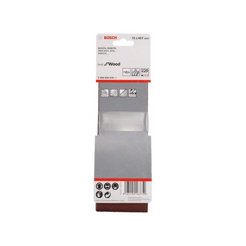BOSCH Csiszolószalag 75 x 457 mm / P220 (3 db)