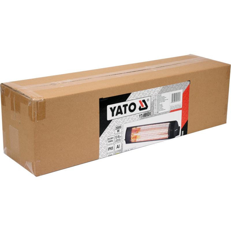 YATO infravörös hősugárzó 2000 W – fali, IP65, arany halogén