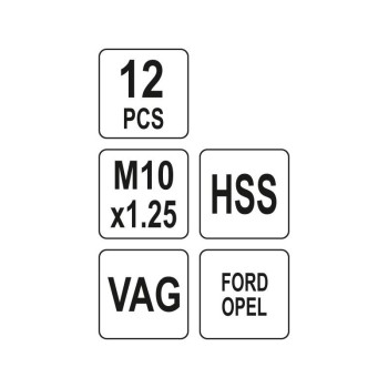 YATO YT-17588 féknyeregjavító készlet – 12 részes, M10x1.25 mm, VAG/Ford/Opel kompatibilis