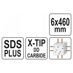 YATO Kőzetfúró 6 x 460/375 mm négyélű SDS-Plus YATO Kőzetfúró 6 x 460/375 mm négyélű SDS-Plus