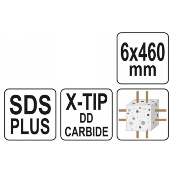 YATO Kőzetfúró 6 x 460/375 mm négyélű SDS-Plus