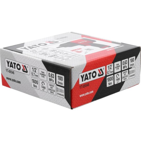 YATO Pneumatikus ütvecsavrozó 1/2'' 1800 Nm (YT-09546) YATO Pneumatikus ütvecsavrozó 1/2'' 1800 Nm (YT-09546)