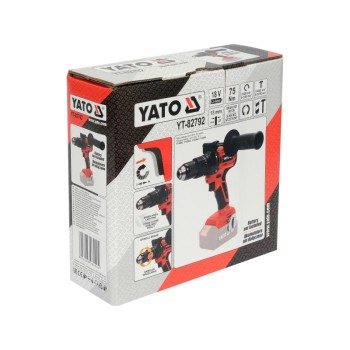 YATO Akkus ütvefúró-csavarozó 75 Nm szénkefe nélküli motor 18 V (akku és töltő nélkül) YT-82792 YATO Akkus ütvefúró-csavarozó 75 Nm szénkefe nélküli motor 18 V (akku és töltő nélkül) YT-82792