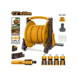 INGCO HHR20124 tömlőtartó kocsi szett 20 m tömlővel és 9 részes locsolókészlettel