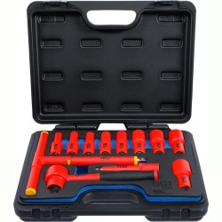 Dugókulcs készlet VDE 1000 V Szigetelt/Hibrid szerszám készlet 3/8'' 12 db-os Dugókulcs készlet VDE 1000 V Szigetelt/Hibrid szerszám készlet 3/8'' 12 db-os