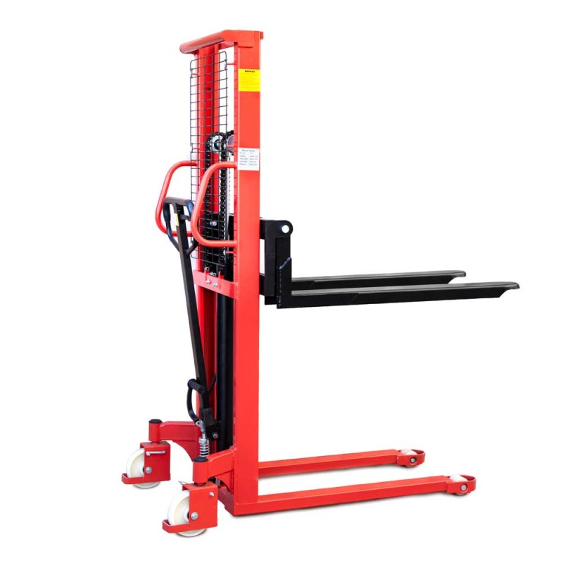 Kézi magasemelésű hidraulikus villás raklapemelő targonca 1t (GTDMRE1) Kézi magasemelésű hidraulikus villás raklapemelő targonca 1t (GTDMRE1)