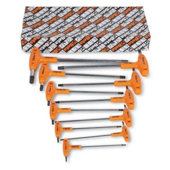 96T/S11 Hatlapú imbuszkulcs-készlet, hajlított, markolattal krómozott