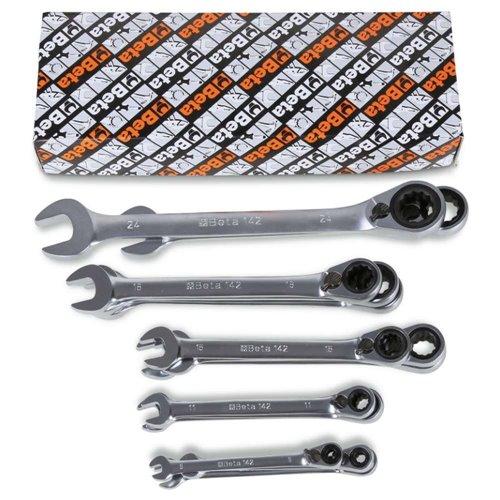 142/S 15 részes csillag-villáskulcs irányváltós racsnival szerszám készlet 