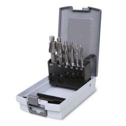 421/SP6 6 kúpos tágítóból álló vezetőcsapos készlet hengeres fejű csavarok fészkének kialakításához HSS acélból 421/SP6 6 kúpos tágítóból álló vezetőcsapos készlet hengeres fejű csavarok fészkének kialakításához HSS acélból