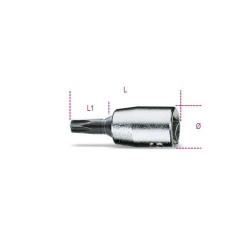 900TX 30 1/4''-os Torx®-imbusz dugókulcs, krómozott, fekete hegyek 900TX 30 1/4''-os Torx®-imbusz dugókulcs, krómozott, fekete hegyek