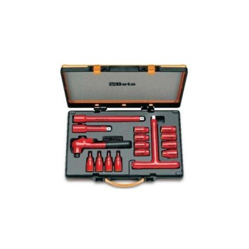 BETA 910MQ/C16 3/8''-OS Készlet, 8 TIZENKÉTSZÖGŰ DUGÓKulcs, 4 HATSZÖGŰ DUGÓKulcs ÉS 4 TARTOZÉKKAL, Szigetelt