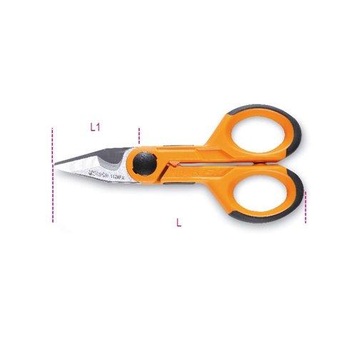 BETA 1128FX Műszerész olló, egyenes rozsdamentes acél él, mikrofogazattal, kábelvágó és krimpelő kábelsarukhoz és csövekhez
