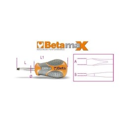 Beta 1290N extra rövid csavarhúzó hasítottfejű csavarokhoz, ISO 2380 Beta 1290N extra rövid csavarhúzó hasítottfejű csavarokhoz, ISO 2380