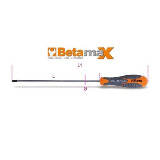 BETA 1297TX-L/15 Imbusz csavarhúzó Torx® csavarokhoz, hosszú krómozott, fekete fej