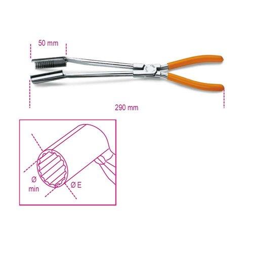 1474L Gyertyakiszedő fogó, 15°-os hajlított pofával, hosszított kivitel, krómozott, PVC-bevonatú szárral 1474L Gyertyakiszedő fogó, 15°-os hajlított pofával, hosszított kivitel, krómozott, PVC-bevonatú szárral