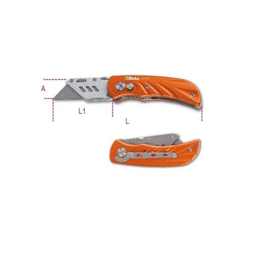 Beta 1777T behúzható pengéjű kés acél házzal és tartalék pengékkel