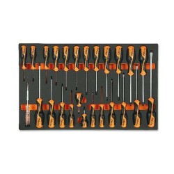 M195 Habszivacs tálca BetaGrip csavarhúzókkal hasított fejű, Phillips® és Torx® csavarokhoz M195 Habszivacs tálca BetaGrip csavarhúzókkal hasított fejű, Phillips® és Torx® csavarokhoz