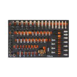 Beta M125 habszivacs tálca 68 darabos 3/8" és 1/2" dugókulcs és tartozékkészlettel