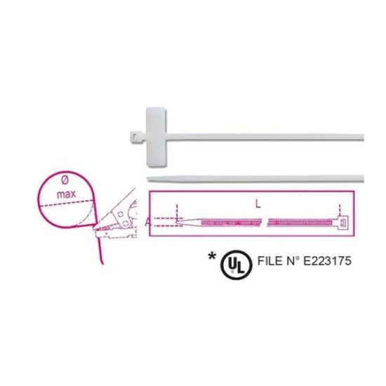 BMBT21025   Keresztben feliratozható kábelkötegelő szalag, 25x8mm, natúr