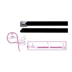 BMSC1345   Önzáró rozsdamentes acél kábelkötegelő szalag fekete poliészter bevonatú BMSC1345   Önzáró rozsdamentes acél kábelkötegelő szalag fekete poliészter bevonatú