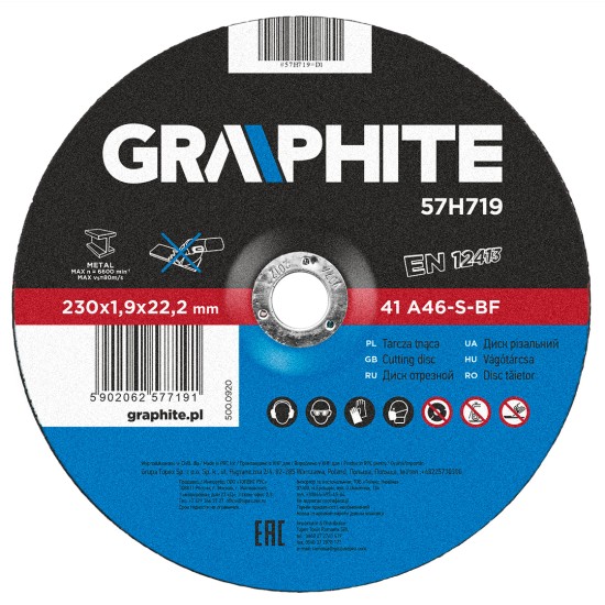 Vágókorong fémhez 230x1.9x22mm (57H719) Vágókorong fémhez 230x1.9x22mm (57H719)