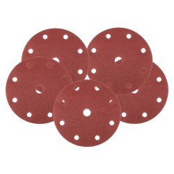 Csiszolókorong tépőzáras 150mm, P180, 9 lyukkal, 5db, 04-721-hez Csiszolókorong tépőzáras 150mm, P180, 9 lyukkal, 5db, 04-721-hez