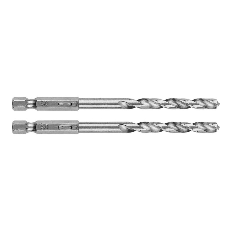 Csigafúró, 1/4'' hatszög szárral, HSS DIN 338, 6mm, 2db/cs