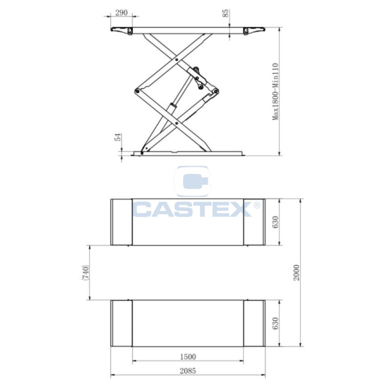 Ollós gépjárműemelő 3500 kg teherbírás (GT-MFC-100)