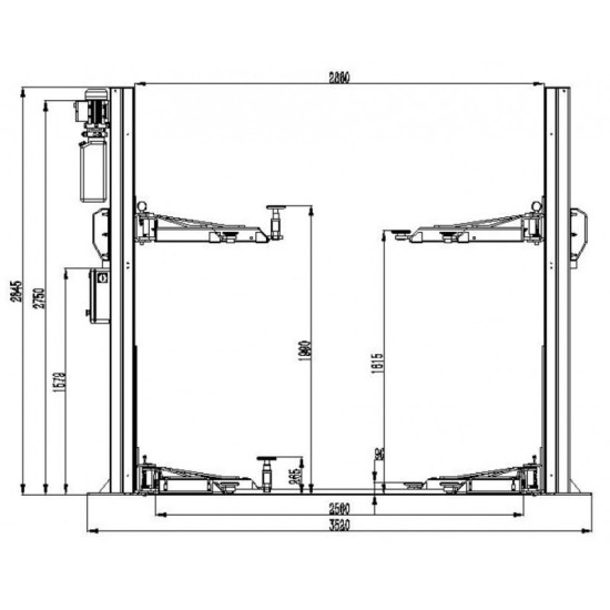 Automata kétoszlopos 4 tonna teherbírású SafetyOn csáposemelő (GT4.0-D6A-PRO)